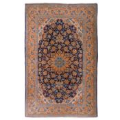 An extremely fine part silk Isfahan rug, central Persia