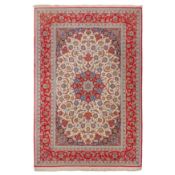 An extremely fine part silk Isfahan carpet, Central Persia