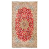 A fine part silk Nain rug, central Persia