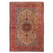 An extremely fine part silk Isfahan carpet, central Persia