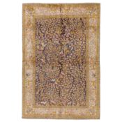 A very fine silk Qum rug, central Persia