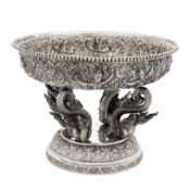 Bangkok circa 1940 A mid-20th century Thai silver footed dish (tok)