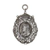 German dated 1719 An early 18th century silver cast pendant