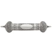 Kashmir circa 1950 A mid-20th century Pakistani silver scroll holder