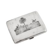 Omara circa 1930 signed Dayil An early 20th century Iraqi silver and niello cigarette case