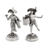 Rangoon circa 1910 A pair of early 20th century Burmese silver menu or place card holders
