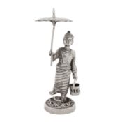 Rangoon circa 1910 An early 20th century Burmese silver menu or place card holder
