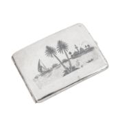 Omara circa 1940 signed Abid A mid-20th century Iraqi silver and niello cigarette case