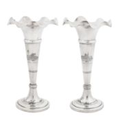 Omara circa 1930 signed Hommadi A pair of early 20th century Iraqi silver and niello posy vases