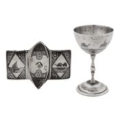 Omara circa 1940 A mid-20th century Iraqi silver and niello small cup or spirit measure