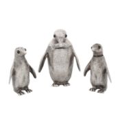 London 1966/67 by William Comyns and Sons An Elizabeth II sterling silver three-piece novelty cruet