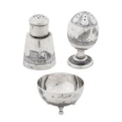 Omara circa 1940 Three mid-20th century Iraqi silver and niello cruet items
