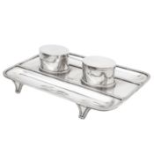 London 1913 by Hawksworth, Eyre and Co A George V sterling silver inkstand