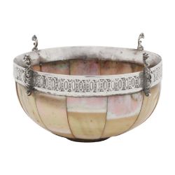 Gujarat and English circa 1620 A James I early 17th century silver mounted mother of pearl bowl or c