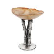 Milan circa 1980 by Buccellati A late 20th century Italian sterling silver and agate comport