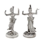 Rangoon circa 1910 A pair of early 20th century Burmese silver menu or place card holders