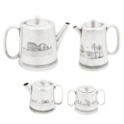 Omara or Basra circa 1950 A mid-20th century Iraqi silver and niello tea and coffee service