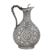 Kashmir circa 1880 A late 19th century Anglo – Indian unmarked silver claret jug