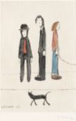 § Laurence Stephen Lowry R.A. (British, 1887-1976) Three Men and a Cat