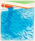 § David Hockney O.M. C.H. R.A. (British, 1937-2026) Pool Made with Paper and Blue Ink for Book [MCA