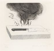 § David Hockney O.M. C.H. R.A. (British, 1937-2026) The Carpenter's Bench, a Knife and Fire [MCA Tok