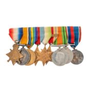 A group of medals WW1 & WW2 medals awarded to Richard R Wallace Together with a 1937 Coronation meda