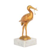 A Japanese style gilt metal figure of a stork Late 20th century