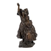Maurice Guiraud-Riviere (French 1881-1947) patinated bronze figural group of two patriotic woman To