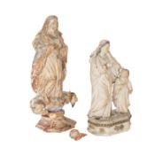 An Italian alabaster figural group, Madonna and child 18th or 19th century