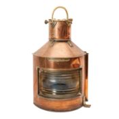 Alderson & Gyde Ltd., a WWII period ship's copper starboard lamp, Stamped 'ALDERSON & GYDE LTD. 1943