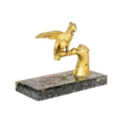 Etienne Mercier A Gilt Bronze Model Of A Parrot Exotic bird on a branch, early 20th century