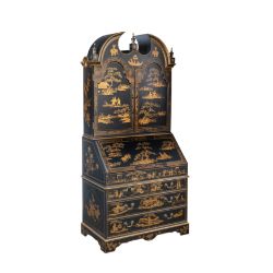 A Queen Anne style japanned bureau cabinet Of recent manufacture