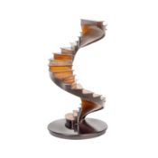 A Fruitwood Architectural Model of a Staircase, In the manner of Maitland Smith Late 20th century