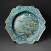 A fine Chinese cloisonné enamel and gilt-bronze 'pavilion' basin, Qing dynasty, 17th/18th century 清十