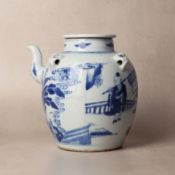 A Chinese blue and white 'boys' wine pot, Qing dynasty, Kangxi period 清康熙 青花嬰戲圖酒壺 | Santos Collectio
