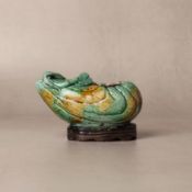 A Chinese sancai-glazed 'melon' water pot, Qing dynasty, Kangxi period 清康熙 素三彩瓜形水丞 | Santos Collecti