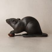A Japanese bronze 'rat and chestnut' okimono by Shosai, Meiji period, 19th century Shosai chu 正斎鋳
