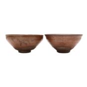 Two Chinese Jian russet-glazed tea bowls, Song dynasty 宋 建窯醬釉盌一組兩件