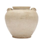 A Chinese white-glazed jar, Tang dynasty 唐 白釉雙繋罐