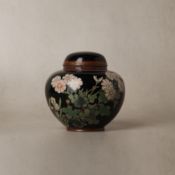 A Japanese cloisonné enamelled 'carnations' jar and cover, Meiji period, 19th century