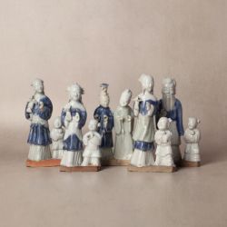 A group of Chinese glazed-biscuit figures, Qing dynasty, Qianlong period 清乾隆 藍釉仙人與童子像 | Santos Colle