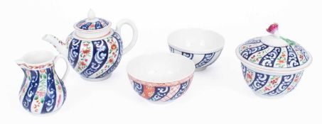 A Worcester Queen Charlotte pattern bachelors teapot and cover