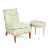 A Howard & Sons upholstered slipper chair