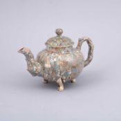 A Staffordshire solid agateware globular teapot and cover