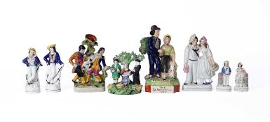 A group of Staffordshire figures