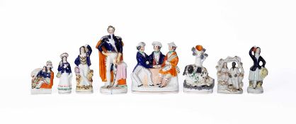 A group of large Staffordshire figures