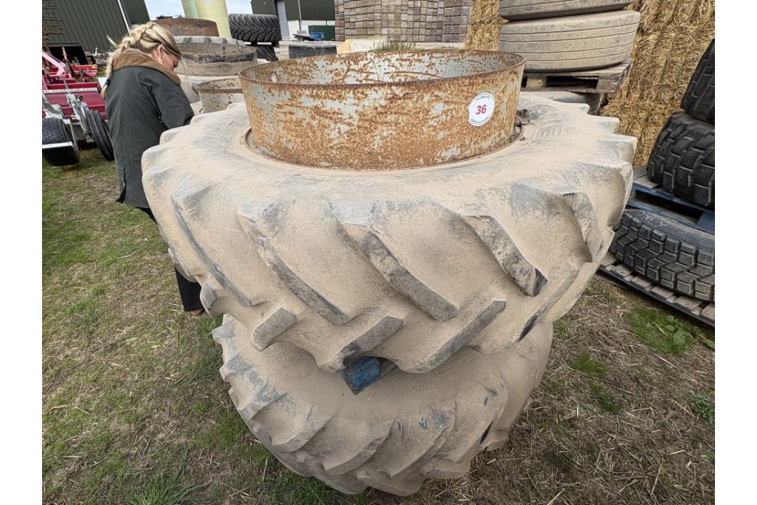 Pair of Goodyear Dual Wheels with 18.4 R38 Tyres