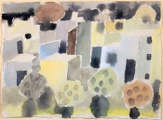 Eduard Bargheer. Südliche Stadt mit Bäumen. 1971