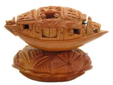 A Qing dynasty hediao Chinese folk art nut carving