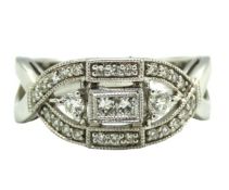 A 14ct white gold Gabriel & Co. ting set with appr
